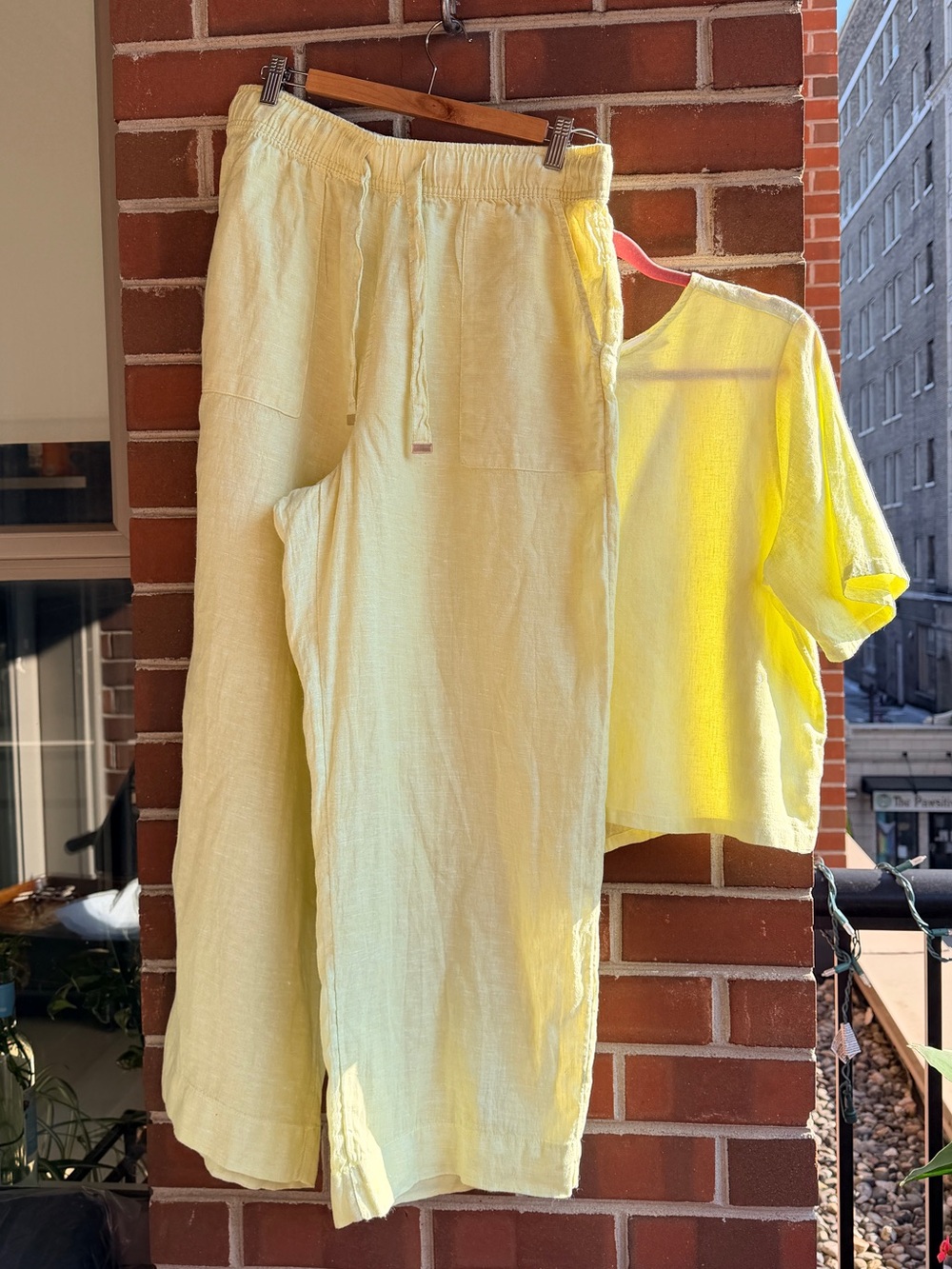 Lime Yellow Mix & Match Linen Set Large EUC - Picture 3 of 14